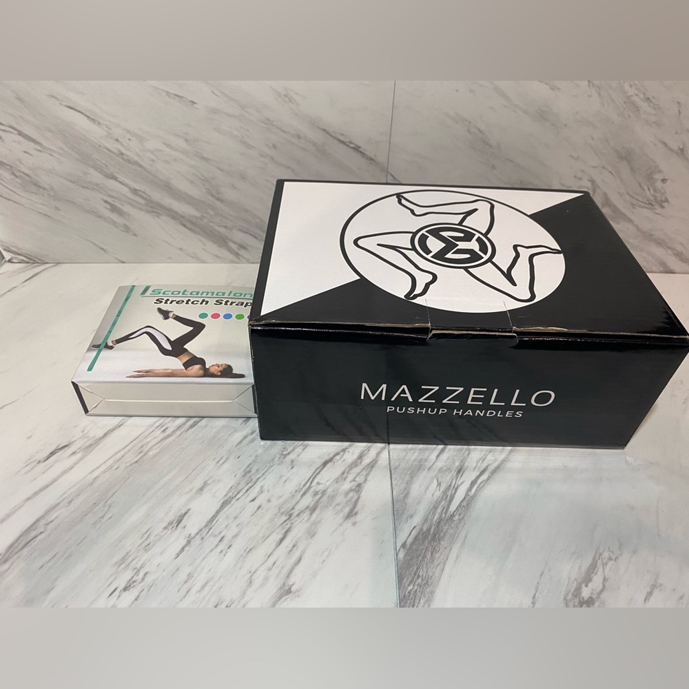 New! Mazzello steel push up handles for floor and stretching yoga strap set!